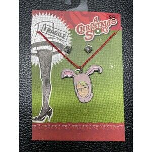 A Christmas Story Red Necklace Ralph Pendant & Round Stud Earring Set